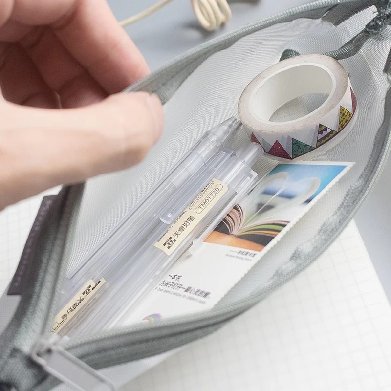 

Simple Transparent Mesh Pencil Case Office Student Pencil Cases Nylon Kalem Kutusu School Supplies Pen Box Astuccio Scuola