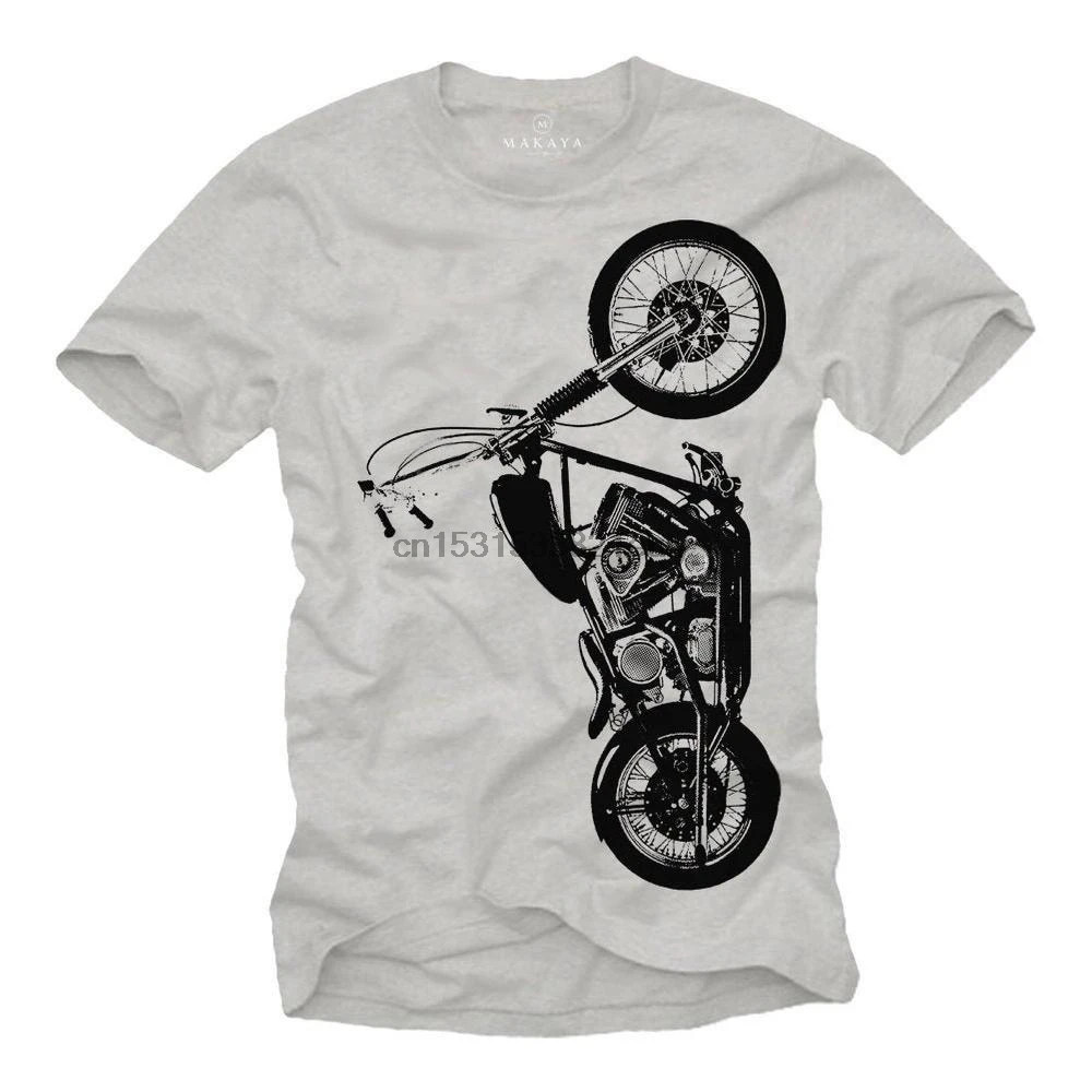 

Makaya Мужская Байкерская Подарочная мотоциклетная футболка, винтажная, на заказ, чоппер, серая S XXL