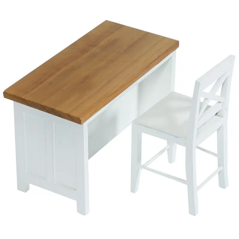 

1/12 Miniature Doll House Wooden Dining Table Chairs Modern Style Kitchen Furniture Doll House Decor Kids Toy