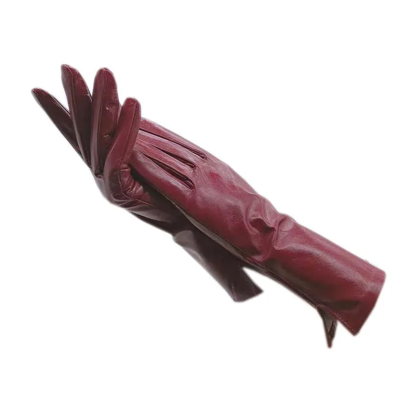 Кожаные перчатки зимние женские модные новые из овечьей кожи кожаные с рукавами