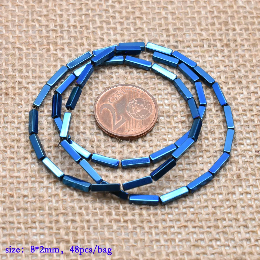 3-8x2mm 95 шт./лот, блестящие разноцветные бусины из натурального камня, гематит, прямоугольные бусины квадратной формы для самостоятельного изготовления ювелирных изделий - Цвет: 3-8x2mm