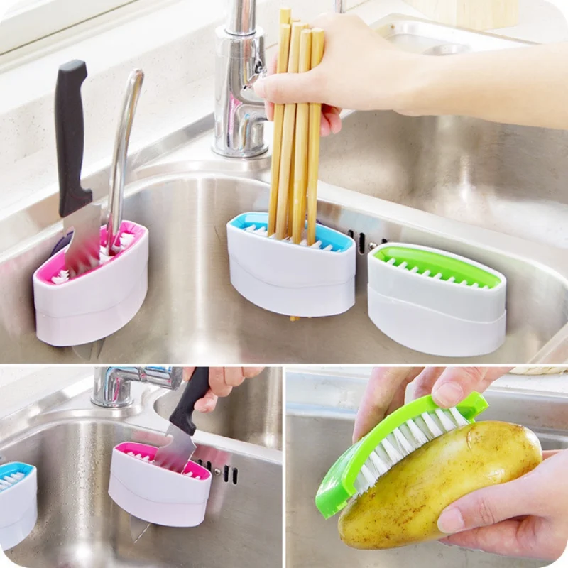 Inside The Sink Spoon Fork Chopsticks Knives Washing Brush Kitchen Cutlery Cleaner Flatware Silverware Scrubber With Suction Cup | Дом и сад