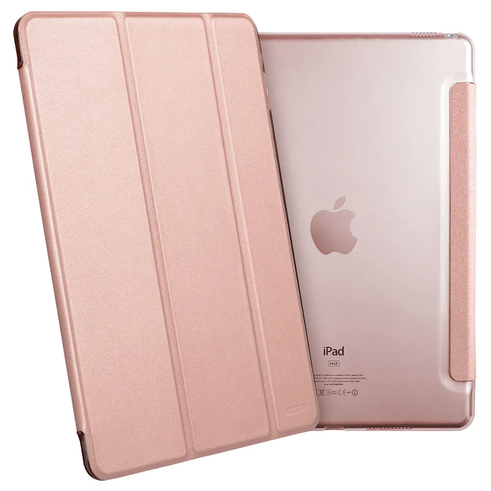 Для iPad Pro 9,7 чехол, ESR Smart Cover с складываются в три раза, подставка для Apple iPad Pro 9,7 дюйма чехол из искусственной кожи A1673/A1674/A1675 - Цвет: Rose Gold