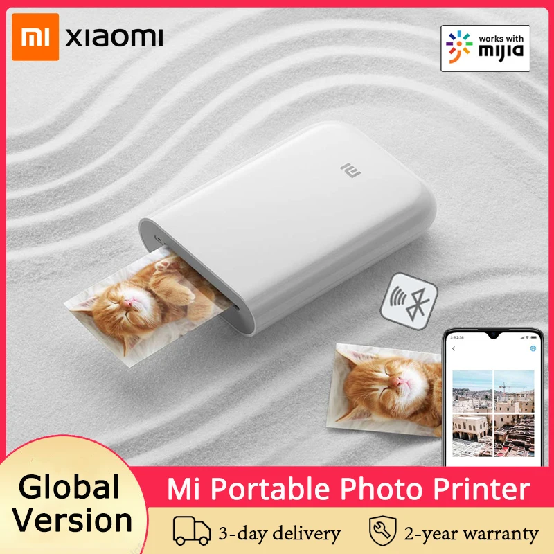 Портативный мини фотопринтер Xiaomi Bluetooth Термопринтер для этикеток 76 мм Mijia AR Pocket