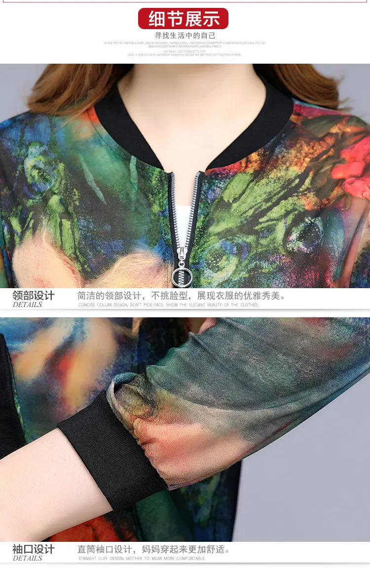 Женская куртка-бомбер с цветочным принтом на молнии в стиле ретро весна 2019 летняя