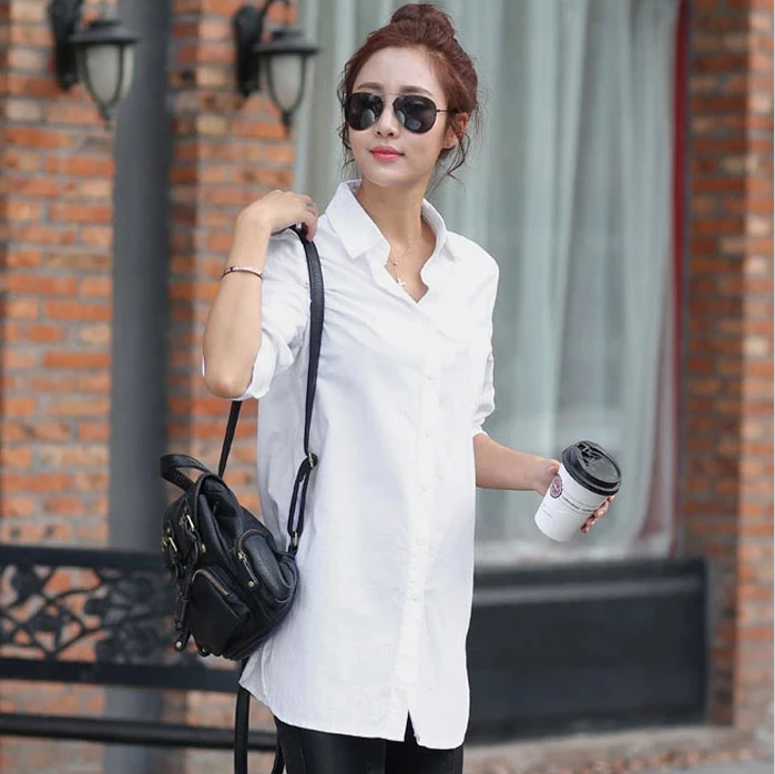 

Bf long design loose casual cotton long-sleeve shirt women's spring and autumn white shirt female cheap clothes china