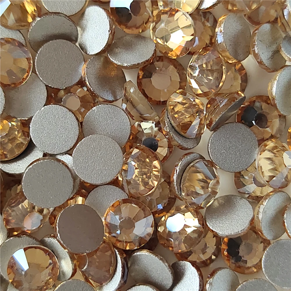 Золотые тени без горячей фиксации стразы s стеклянные 3D Стразы для дизайна ногтей