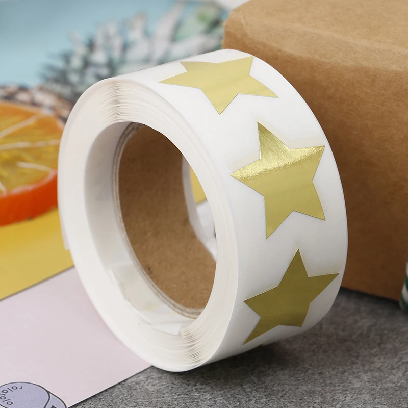 

500 шт./рулон звезда Форма из золотистые наклейки этикетки для печати Скрапбукинг для посылка и Свадебная вечеринка Декор