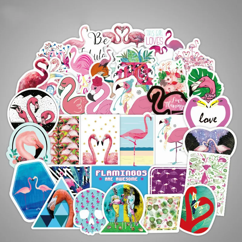 

50PCS Flower Flamingo Sticker Animal Cute Cartoon Decals Stickers for Children To Laptop Suitcase Guitar Fridge Bicycle Car