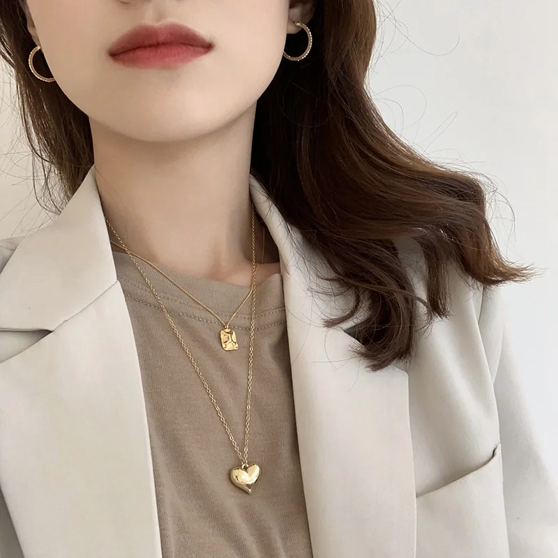 MENGJIQIAO новинка модное металлическое милое сердце длинное колье ювелирные изделия