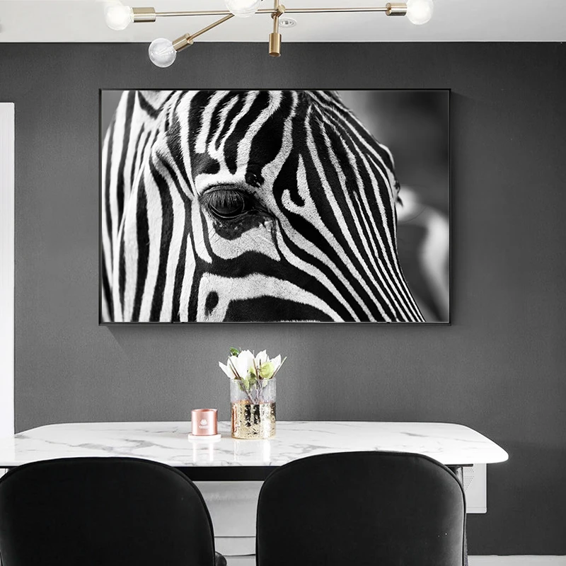 

Black and White Zebra Head Wall Art Posters and Prints Animal Art Picture Canvas Painting for Living Room Home Decor Quadros