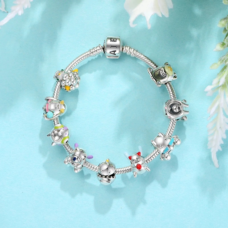 

New 925 Sterling Silver Animal Sheep Hippo Cute Charms DIY Beads Fit Original Charms Bracelet DIY Bracelets Fine Jewelry Making