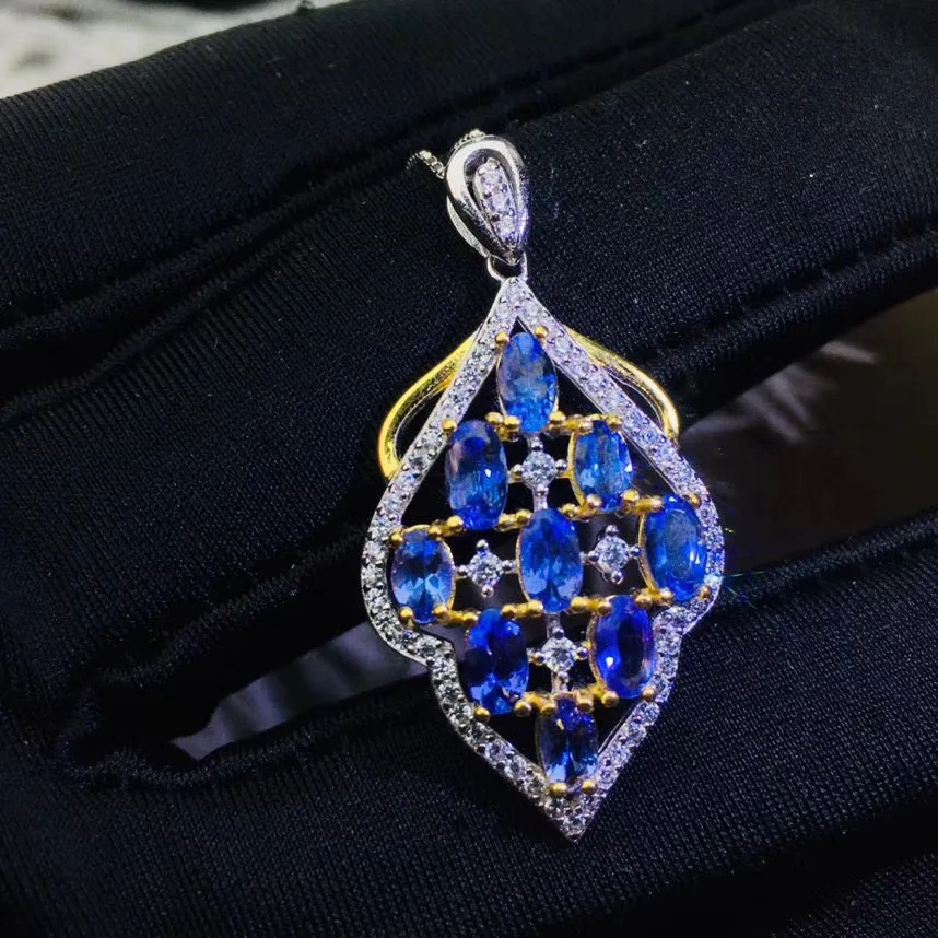 

Высокое качество, Модное Новое поступление, натуральное и настоящее танзанитовое ожерелье, подвеска из стерлингового серебра 925 пробы, модн...