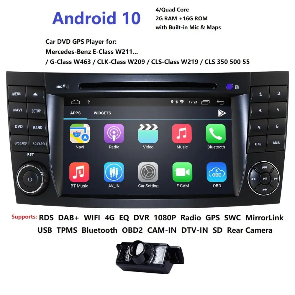 Мультифункциональное автомобильное радио 7 дюймов HD IPS сенсорный экран Android 10 для