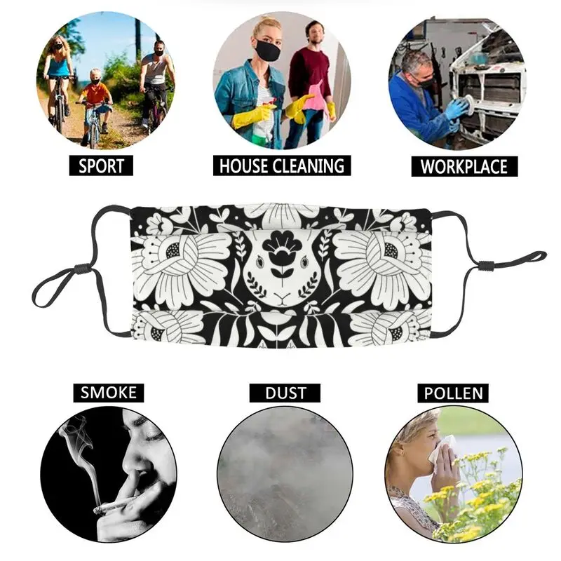 

Breathable White Rabbit Folk Art Mouth Face Mask Adult Unisex Bunny Mask Men Women Anti Haze Protection Respirator Muffle