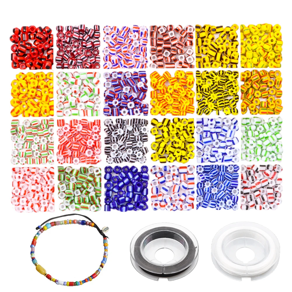 

Glass Seed Beads Started Kit,2/3/4mm Small Craft Beads with Two Elastic String for DIY Bracelet Jewelry Earring Making Supplies