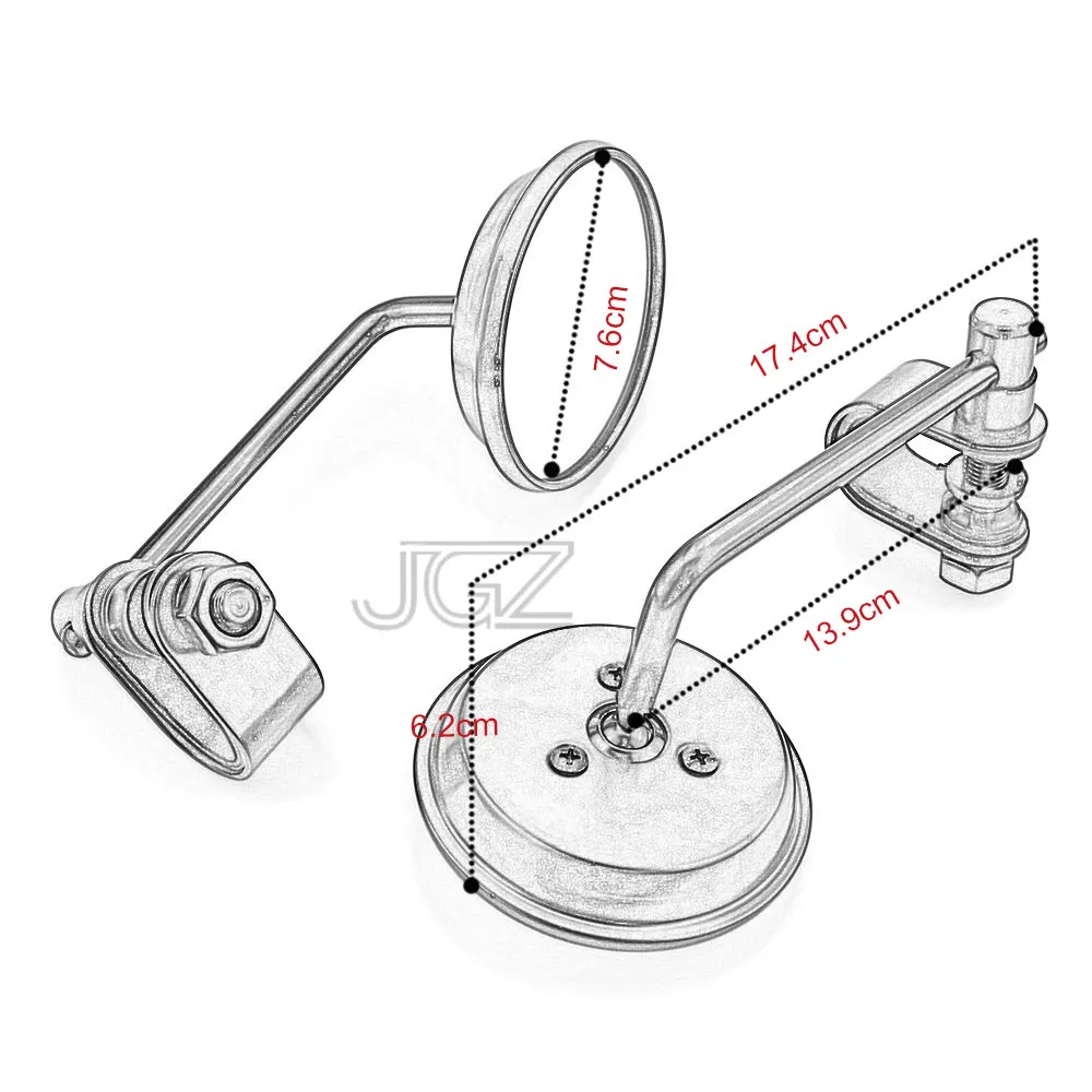 

25MM Motorcycle Universal Retro Clip-on Handlebar Round Rear View Mirrors For Honda Harley ATV Scooter Cruiser Yamaha Kawasaki