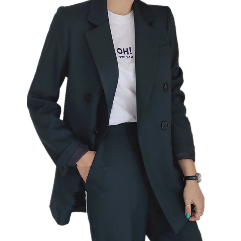 

Womens Two Piece Sets 2020 New Fashion Autumn Winter Korean Casual Jacket Work Wear Suit Blazer Luxury Designer Clothing Women