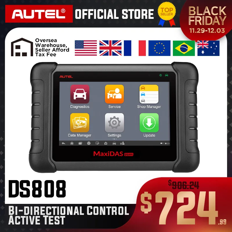 Autel Maxidas DS808(обновленная версия DS708) Автомобильный диагностический инструмент OBD2 сканер ключ кодирование(одна и та же Функция как MS906