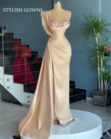 elegant square neck evening dresses 2022 crystal formal gown pleats birthday party dress custom made robe de soiree