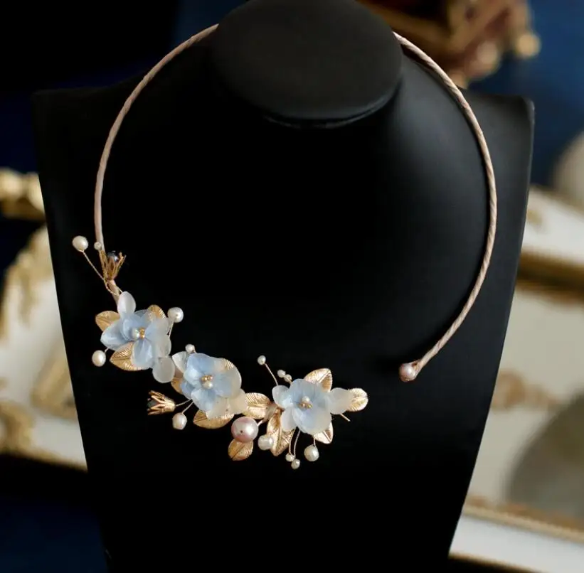 CSxjd ювелирные изделия ручной работы синие сушеные цветы натуральный жемчуг