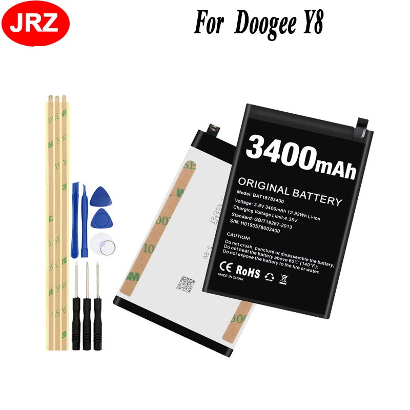 

For Doogee Y8 Battery 3400mAh Replacement Batteria Batterie For Doogee Y8 Mobile Phone Accumulator AKKU with tools