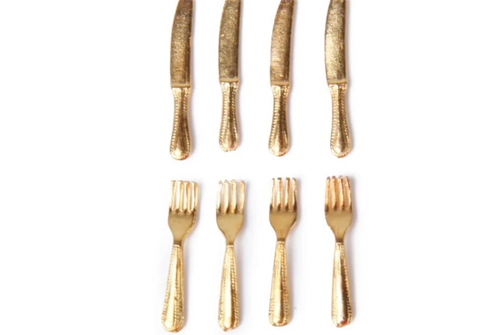 Набор миниатюрной посуды из нержавеющей стали для кукольного домика 12 шт. 1/12