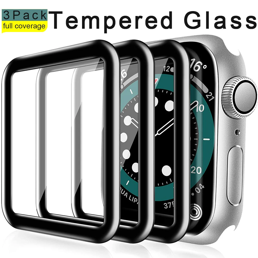 3D закаленное стекло для экрана Apple Watch Series 6 5 4 SE 44 мм 40 Полное покрытие Защитная