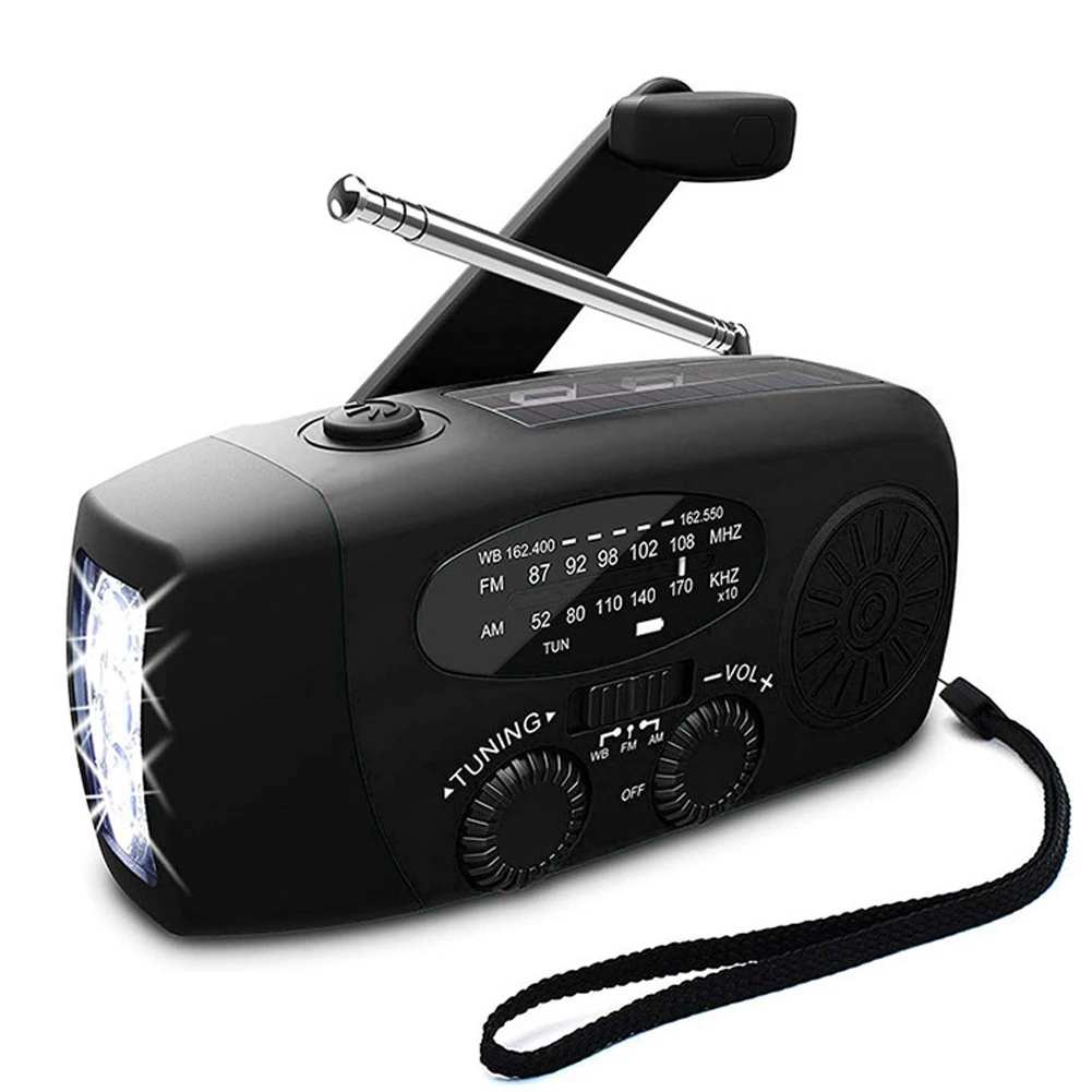 

2020 Multifunctional Hand radio Solar Crank Dynamo Powered AM/FM/NOAA Weather Radio Use Emergency LED Flashlight and Power Bank