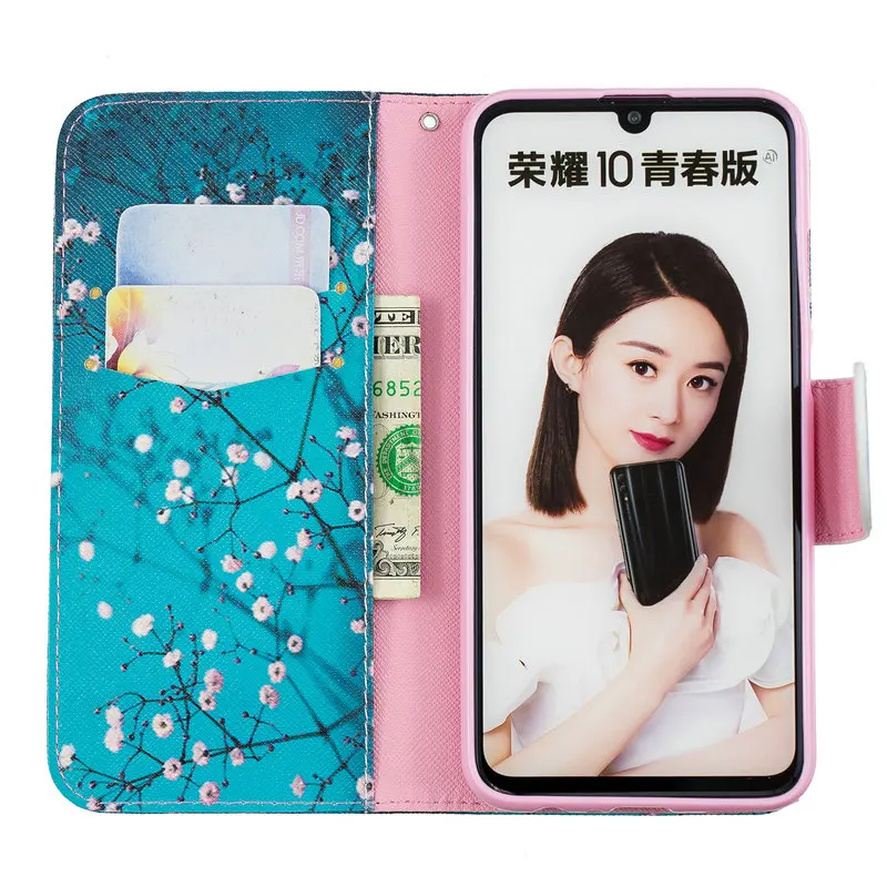 Чехол для Honor 10 Lite чехол Huawei с откидной крышкой защитный чехол-бумажник 360 Funda 10i i i10
