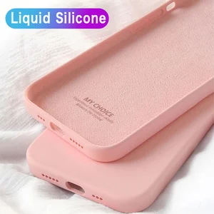luxury original square liquid silicone phone case for iphone 12 13 11 pro max mini xs x xr 7 8 plus se 2 thin soft candy cover free global shipping