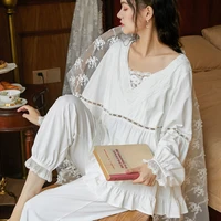 2pcsset long sleeve nursing nightwear maternity pajamas set pregnancy clothing sleepwear breastfeeding nightgown pyjama lace
