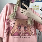 Стильная футболка с изображением персонажей видеоигр сладкие девочки японский Harajuku забавная розовая Kawaii повседневные топы ультрамодные кепки, кепки в стиле ретро свободные Новая женская летняя футболка