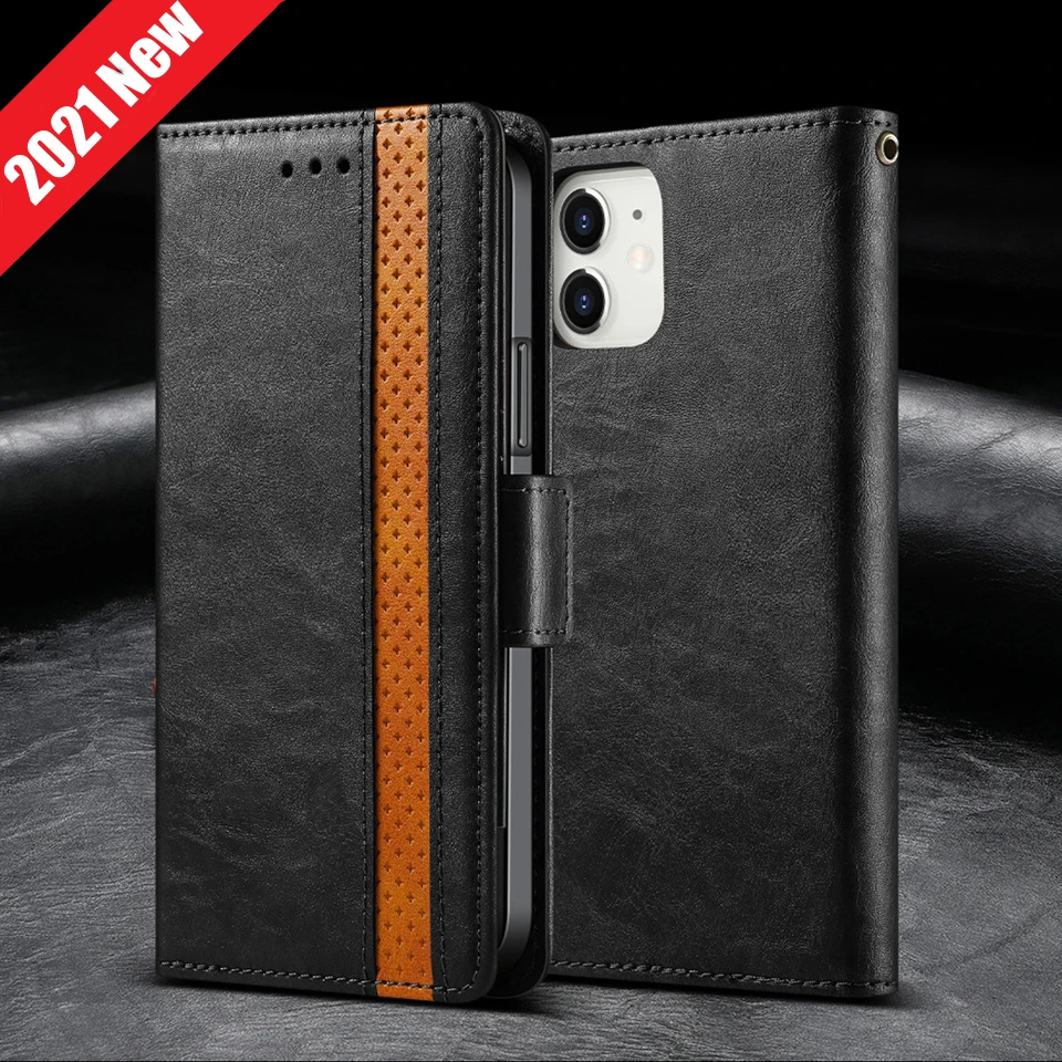 

PULeather Flip Case For iPhone 13 Pro Max Business Multi Card Holder Phone Cover For iPhone 13 Mini Sim Card Slot Phone Holder