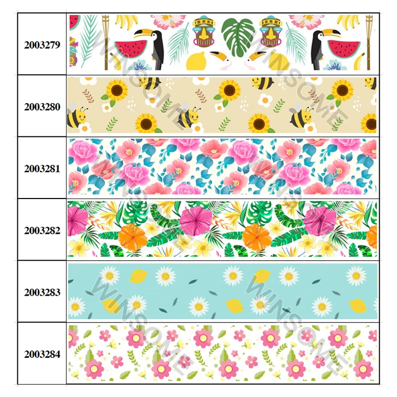 

New sales 50 Yards flowers pattern Printed Grosgrain,satin Ribbon DIY