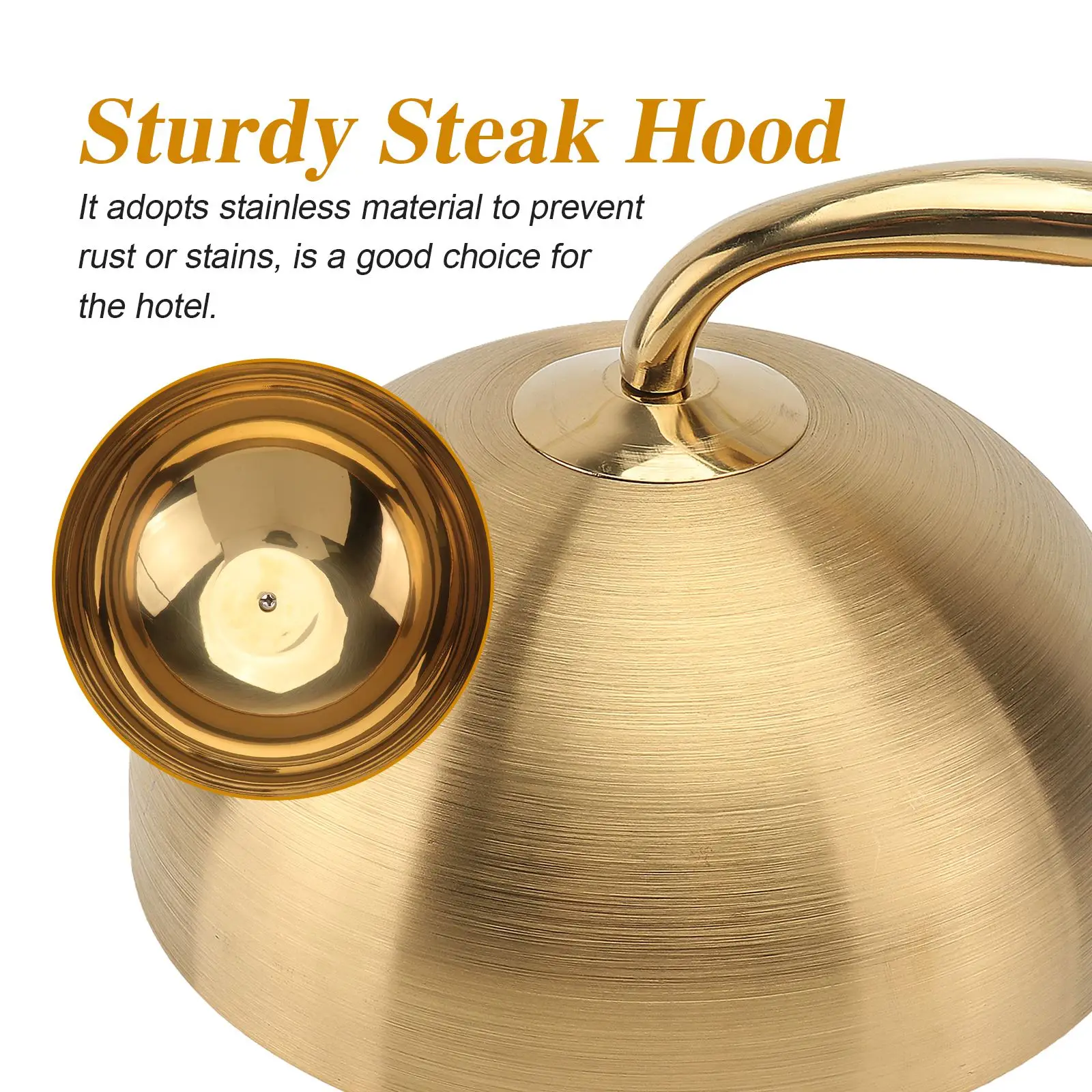 

1PC Stainless Steel Steak Cover Western Food Supply Ball Shape Cover (Golden)