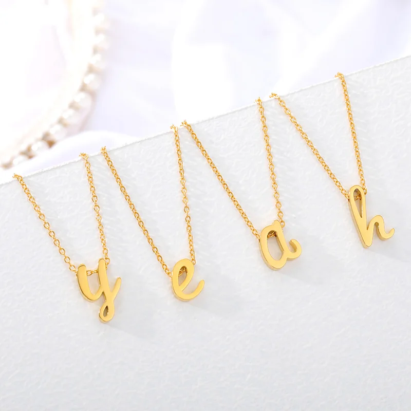 

Fashion Gold Color Metal Letters Necklace Pendants Mini A-Z Letter Pendant Necklace Shinning 26 Initial Collares Jewelry