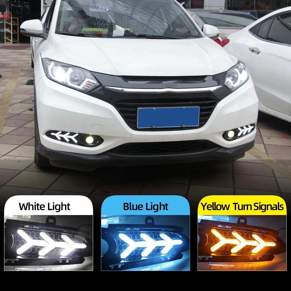 Автомобильные мигающие DRL 1 пара для Honda HR V HRV Vezel 2014 2015 2016 2017 2018 дневные ходовые
