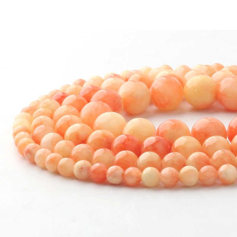 Orange Persian Jades Natural Gem Stone Beads Round Loose Spacer Beads 15"Strand 6/8/10/12 MM For Jewelry Making DIY Bracelet