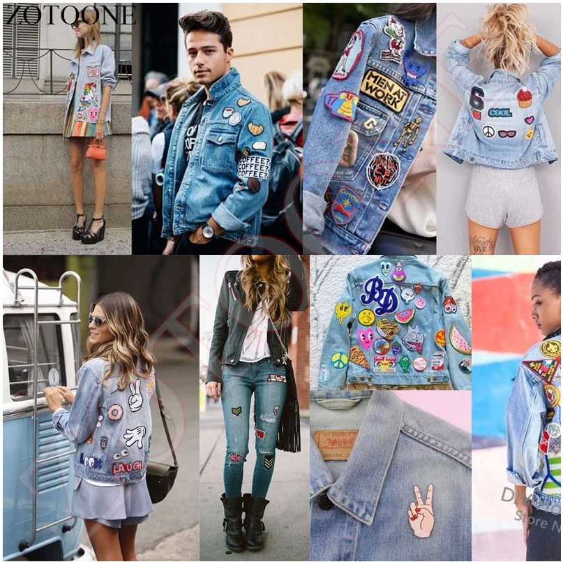 ZOTOONE UFO Patches for Clothing Ironing on Jeans Stripes Stickers Embroidered Badges Alien Cat Patch Creative Applique | Дом и сад