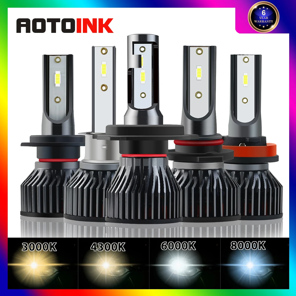 

Светодиодная лампа AOTOINK для автомобильных фар, 1 пара, H4 H7 H11 H1 H8 H9 9005 9006 HB3 HB4 светодиодный Светодиодная лампа для автомобильных модов 12 в 60 Вт