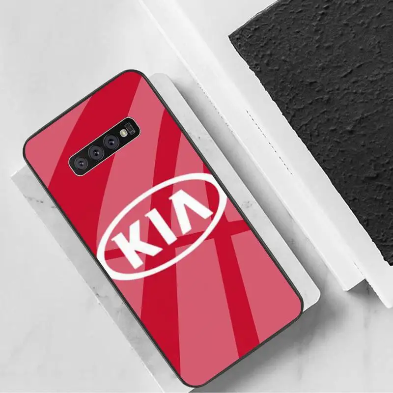 

LJHYDFCNB Kia Car Black Phone Case Tempered Glass For Samsung Note8 9 10 10pro 10plus 20 20ultra S8 S9 10 20 Plus