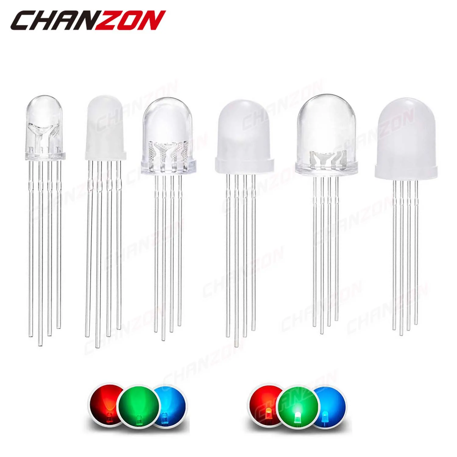 5mm 8mm 10mm Led Diode RGB Light Emitting 4 Pin Common Anode Cathode Tricolor Multicolor Clear Diffused DIY PCB Lamp Bulb