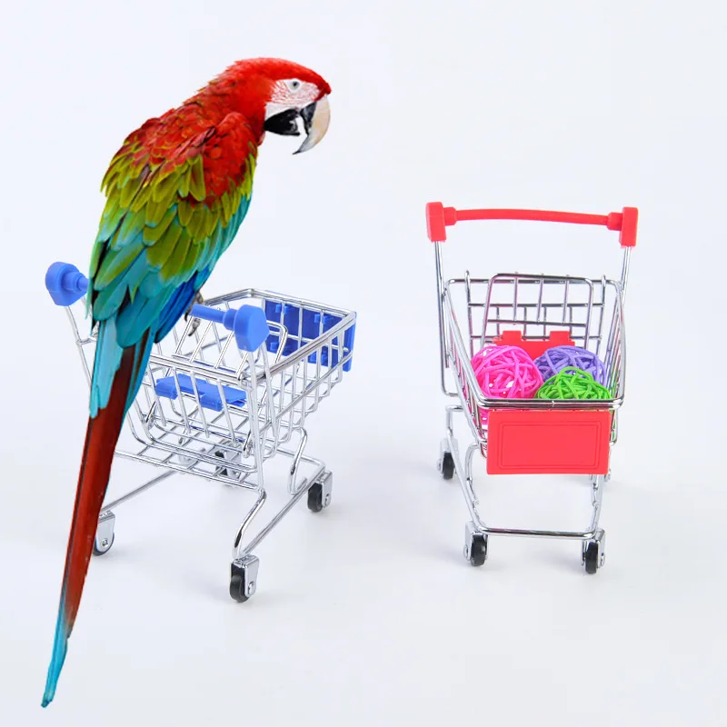 

Mini Supermarket Shopping Cart Trolley Bird Parrots Hamster Fun Smart Toy Suitable Macaw Parrot LoveBird Finch Bird For Parrot