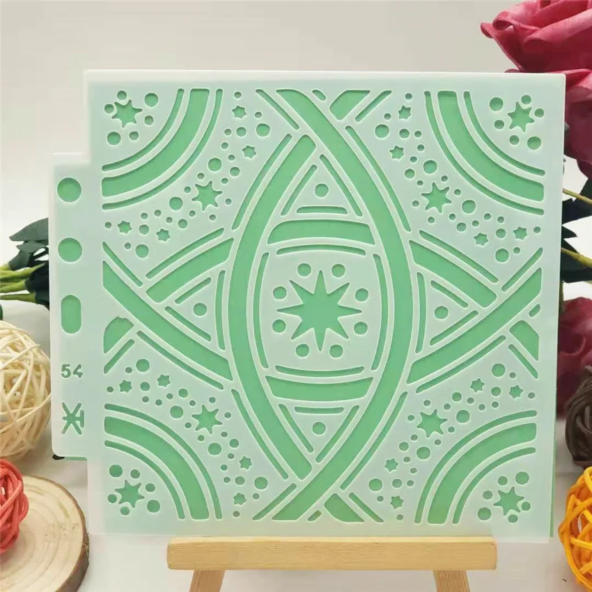 13x14 см звезды диафрагмы Скрап Трафареты спрей Пластик пресс-форм щит форма для