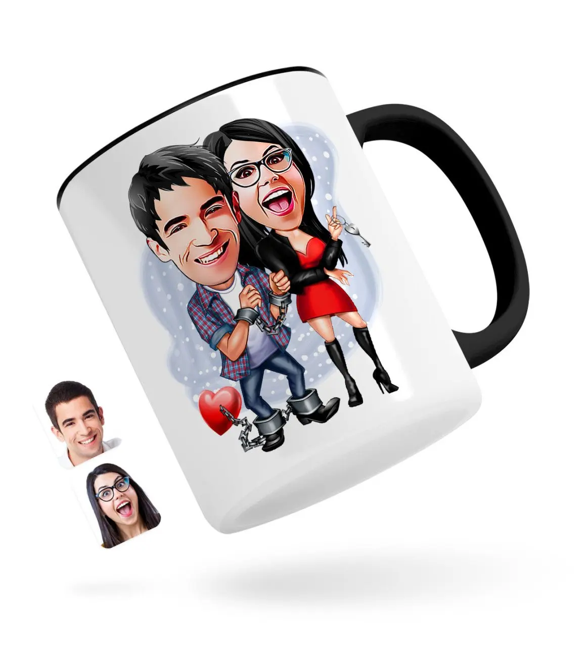 

Персонализированные день Святого Валентина карикатура черная кружка Bardak-1