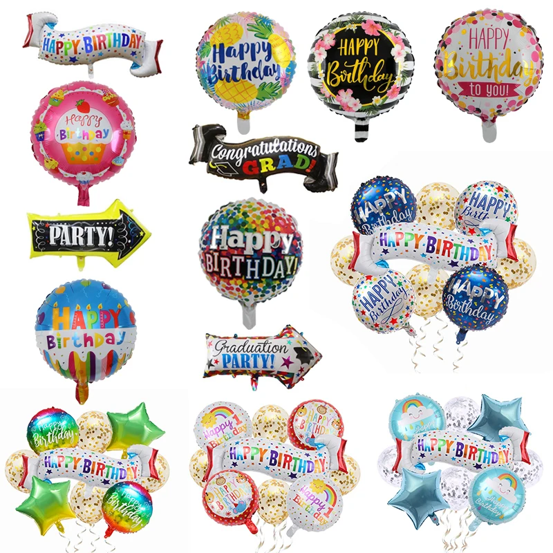 

5pcs/lot 18inch Round Happy Birthday Helium Foil Balloons Party Decorations Baby Shower Kids Toys Aluminum Inflatable Foil Balls