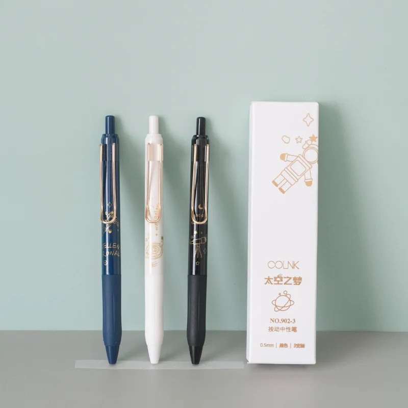 

3 Sticks Space Press Type Gel Pens School Pen Student Note Pen Sign Pen Gel Gel Pen Carbon Pen Office School Stationery