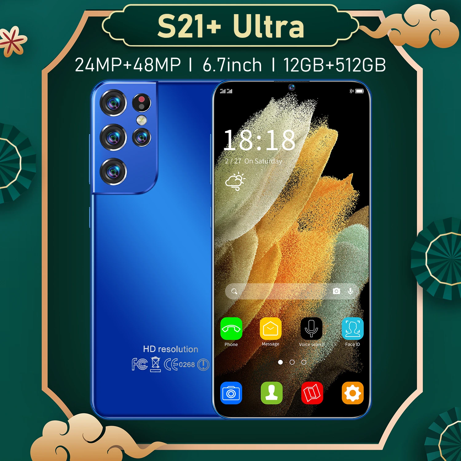 

2021 Global Version S21+ Ultra Smartphone 12+512GB 6500mAh 6.7Inch Dual SIM Dual Standby Support Face ID 4G 5G Android CellPhone