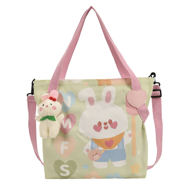 

41*33cm Cartoon Print Girl Shoulder Bag Large Fashion School Bag Beautiful Messenger Bag Fashion Matching Bag Women's Canvas Bag